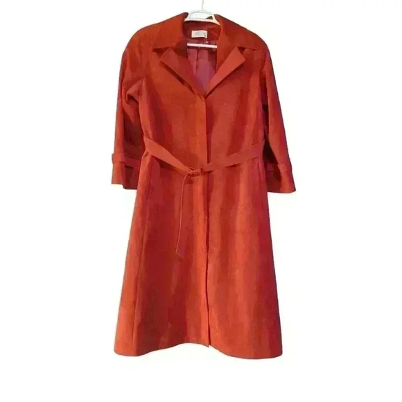 VTG Lilli Ann Womens Ultra Suede Trench Jacket Size 8 Cherry Luxurious NWT $525‎ - Picture 1 of 16